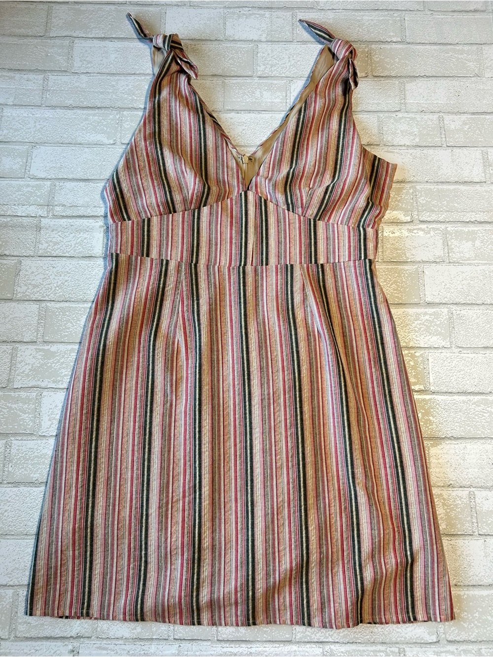 Sugarlips Pink, Green & Cream Striped Midi Dress